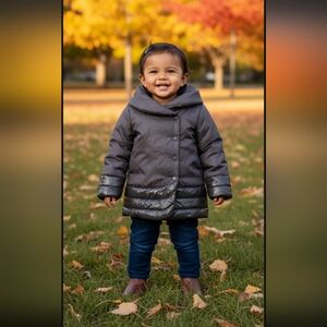 Cynthia Rowley Charcoal Asymmetric Snap Winter Jacket Size 24 months EUC